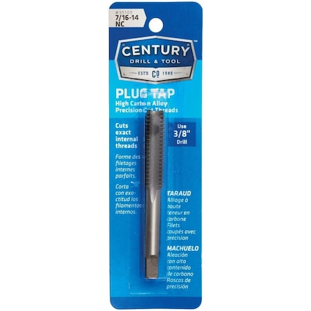 Century Drill & Tool Century Drill & Tool 7/16-14 Carbon Steel National Coarse Tap-Plug 95109